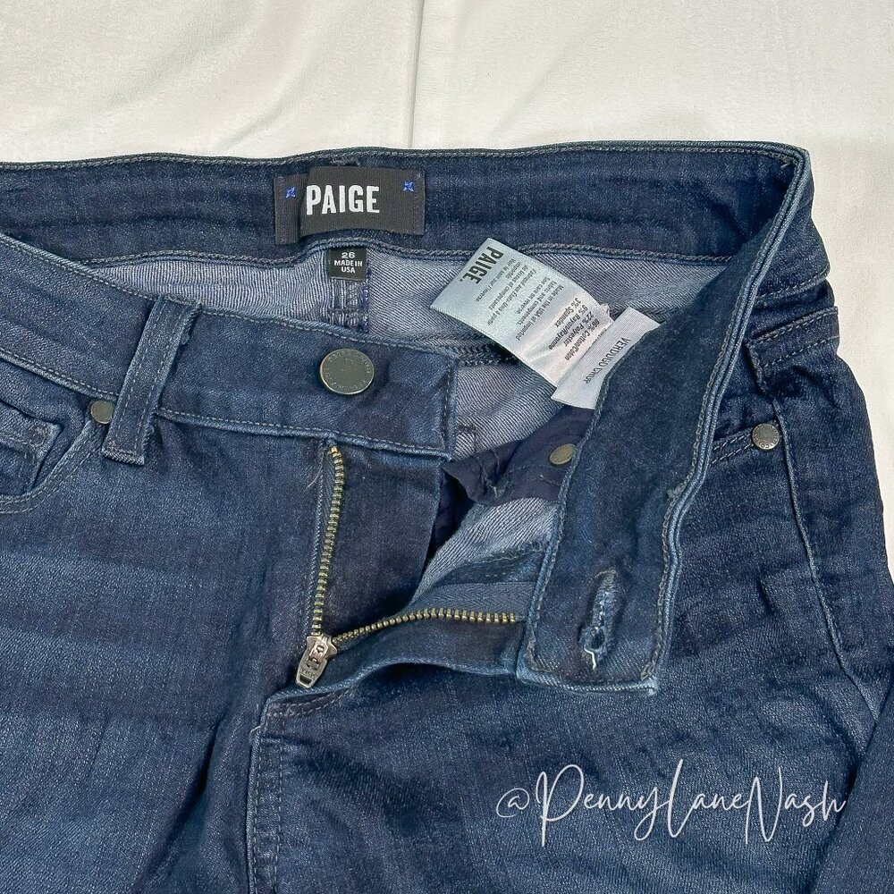 Paige Verdugo Skinny Ankle Cropped Jeans Size 26 Blue Dark Wash - Picture 6 of 12